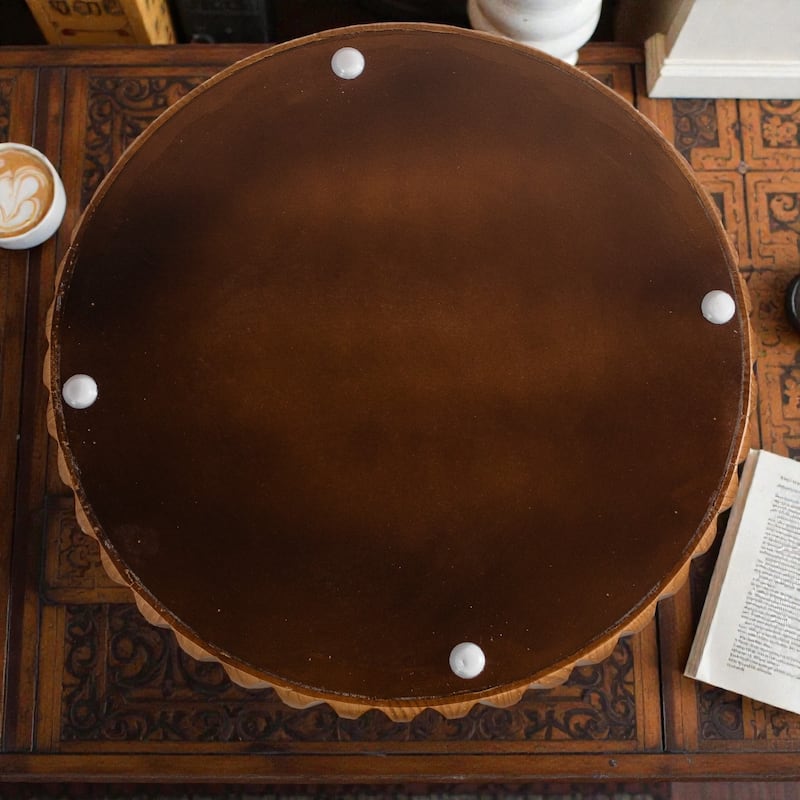 Set of 2 Fluted Round Coffee Tables, Mid-Century Modern Nesting Wood Center Tables, Solid Wood and MDF