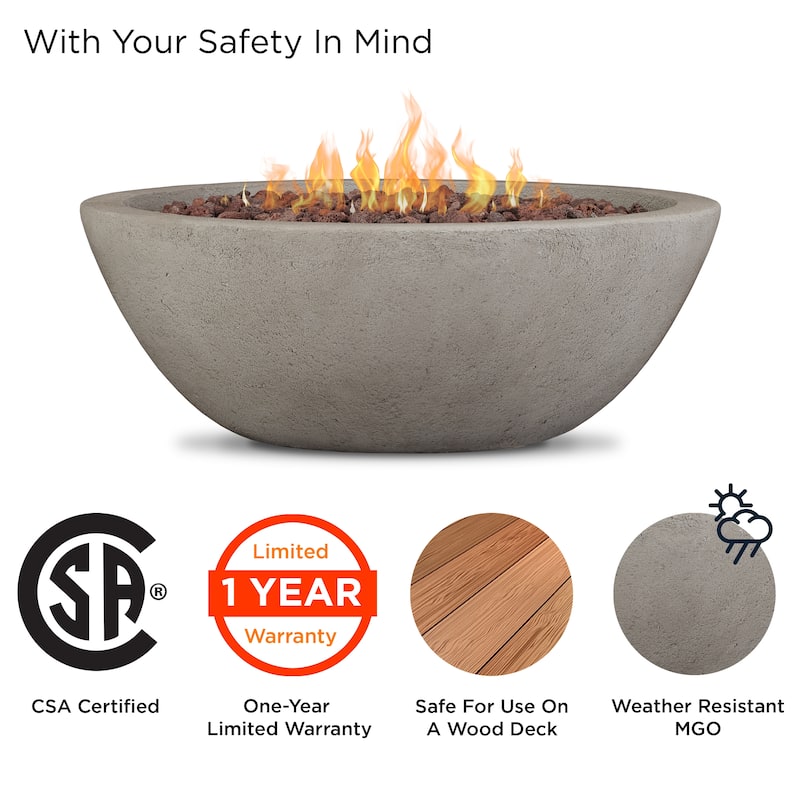 Riverside 36.5" Round LP Fire Bowl in Glacier Gray by Real Flame