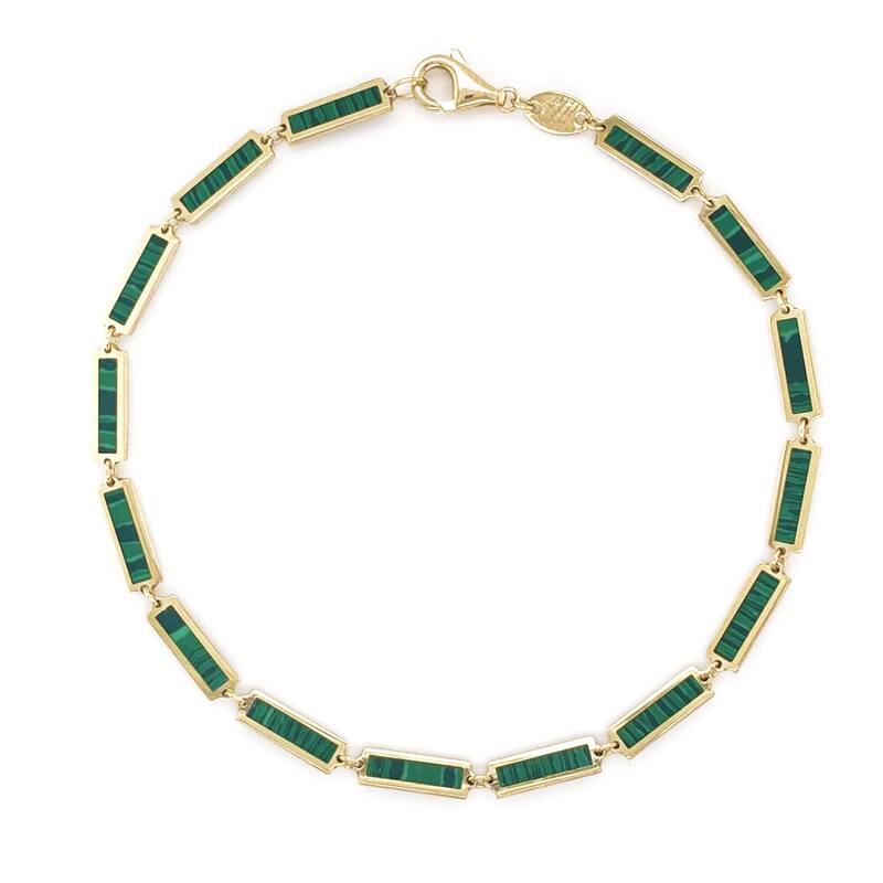 Joelle Collection Gemstone Inlay Stackable Bracelet 14K Gold - Amethyst, Turquoise, Malachite, Lapis