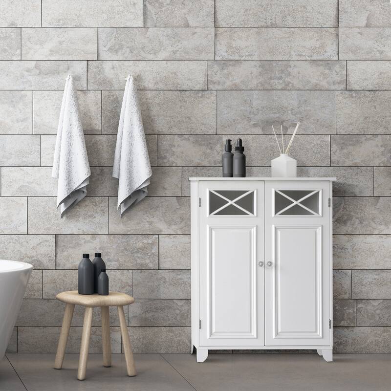 Teamson Home Dawson Freestanding Two-Door Floor Accent Cabinet - Glossy - White
