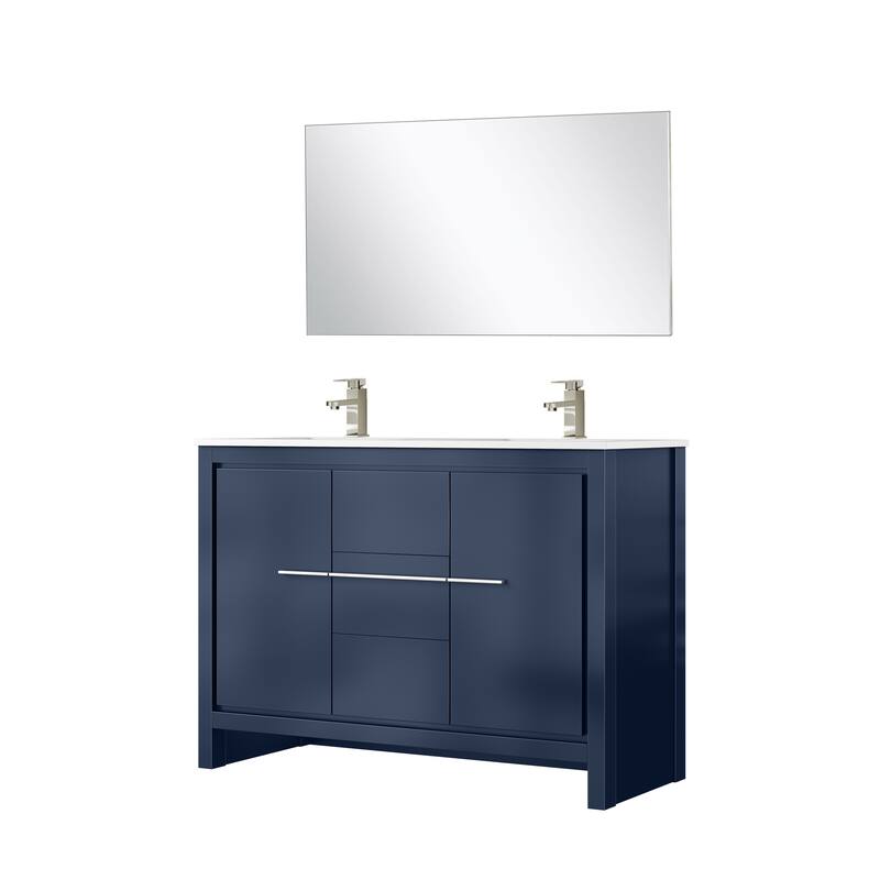 Lafarre Bath Vanity with Cultured Marble Top, Sink, Mirror and Brushed Nickel Faucet