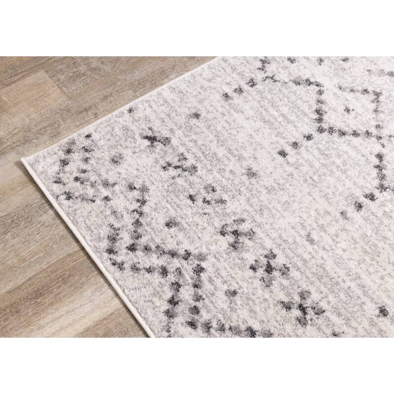Flynn Collection - Grey/White Banded Tribal Motif Rug