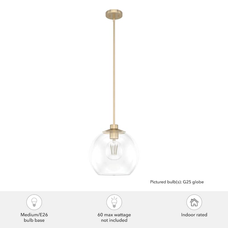 Hunter Xidane 1 Light Clear Glass Pendant or Semi-Flush Light - Kitchen Island, Dining Room, Entry - Glam, Contemporary