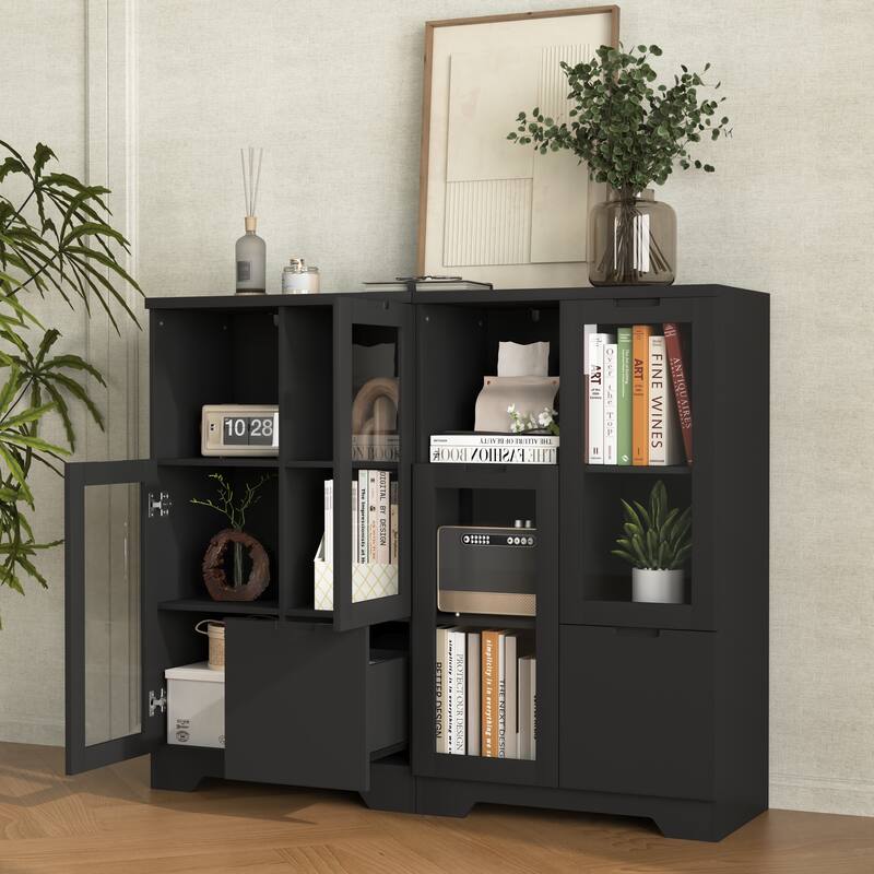Modern Living Room Storage Cabinet with Doors and Shelves/Drawers,4 Colors