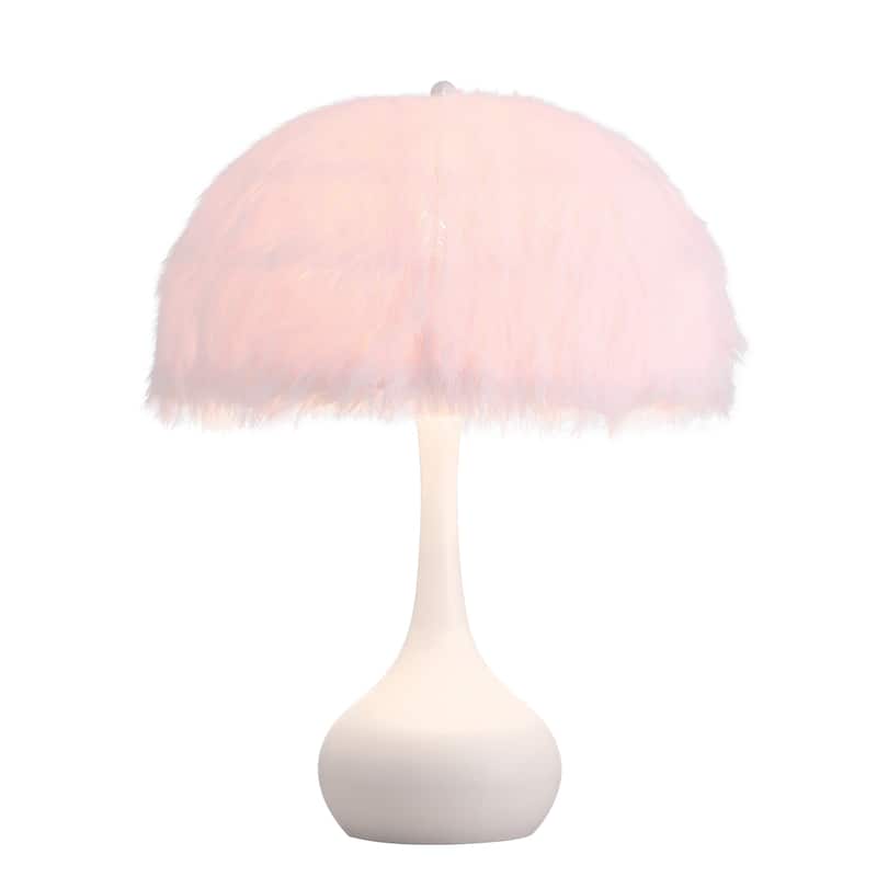 Acroma Teardrop Base Spherical Table Lamp with Feather Accents