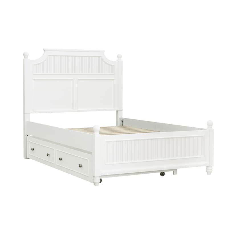 Savannah Full Poster Bed with Trundle - White Finish