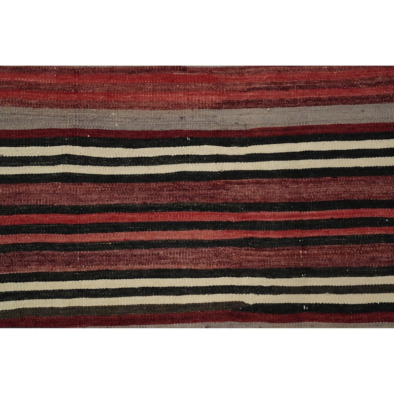 Hand Woven Oriental 100% Wool Carpet Southwestern Geometric Red Kilim Area Rug - 10' 4'' X 4' 7''