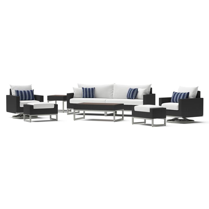 Milo Espresso 8 Piece Sunbrella Outdoor Patio Motion Seating Set