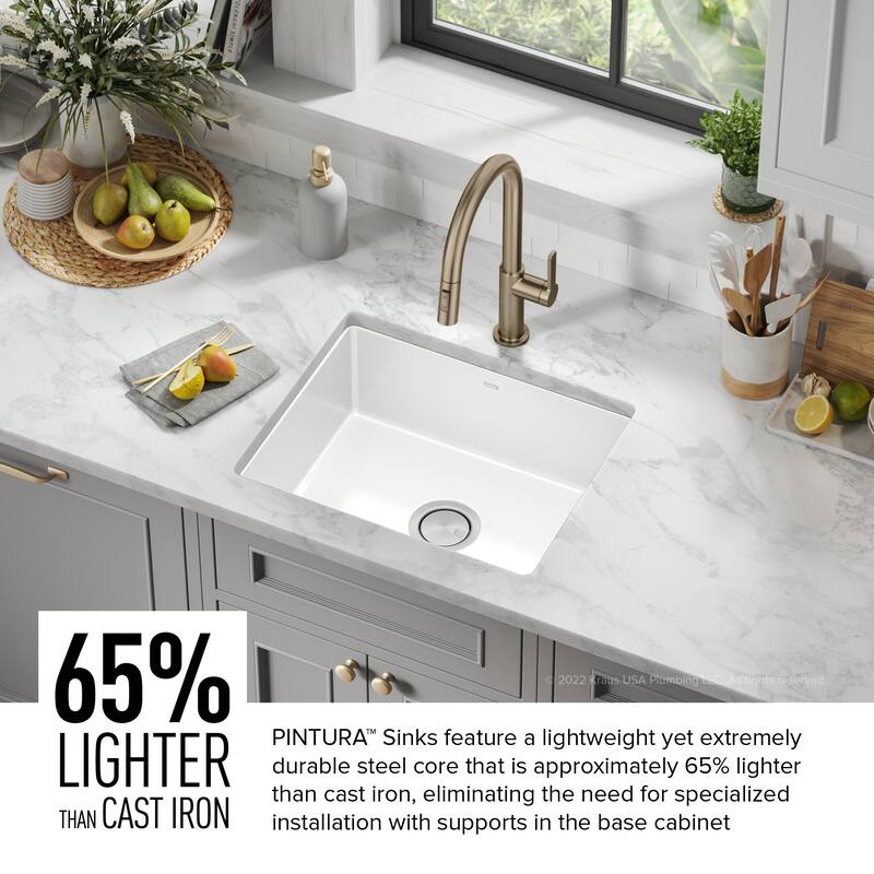 KRAUS Pintura Porcelain Enameled Steel Undermount Kitchen Sink