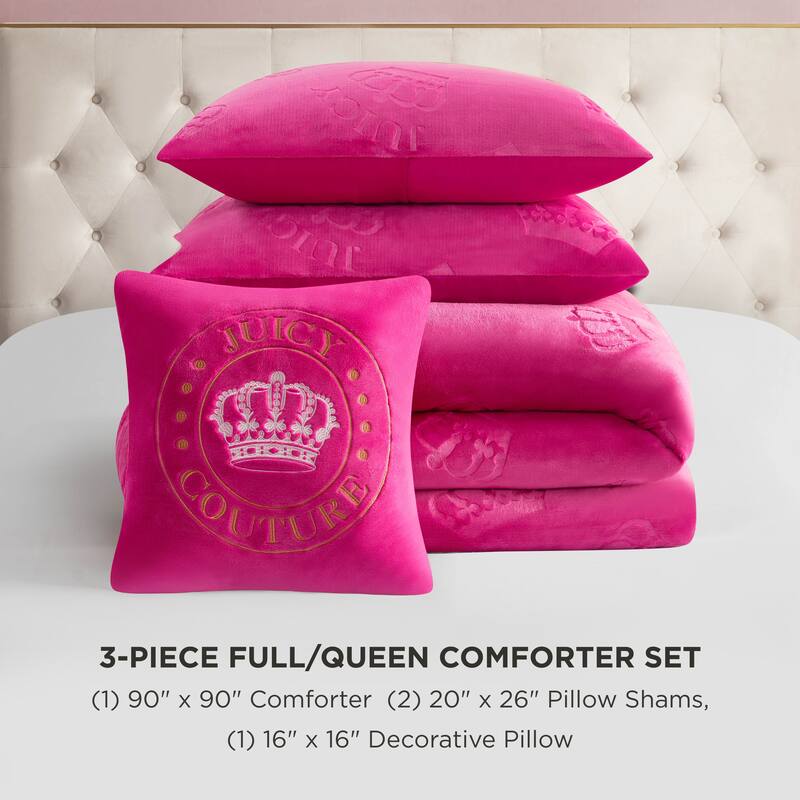 Juicy Couture Embossed Plush Crown Comforter Sets