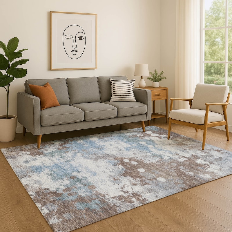 Premium Washable Super Soft Modern Splatter Mayfield Rug - Brown - 2'6" x 3'10"