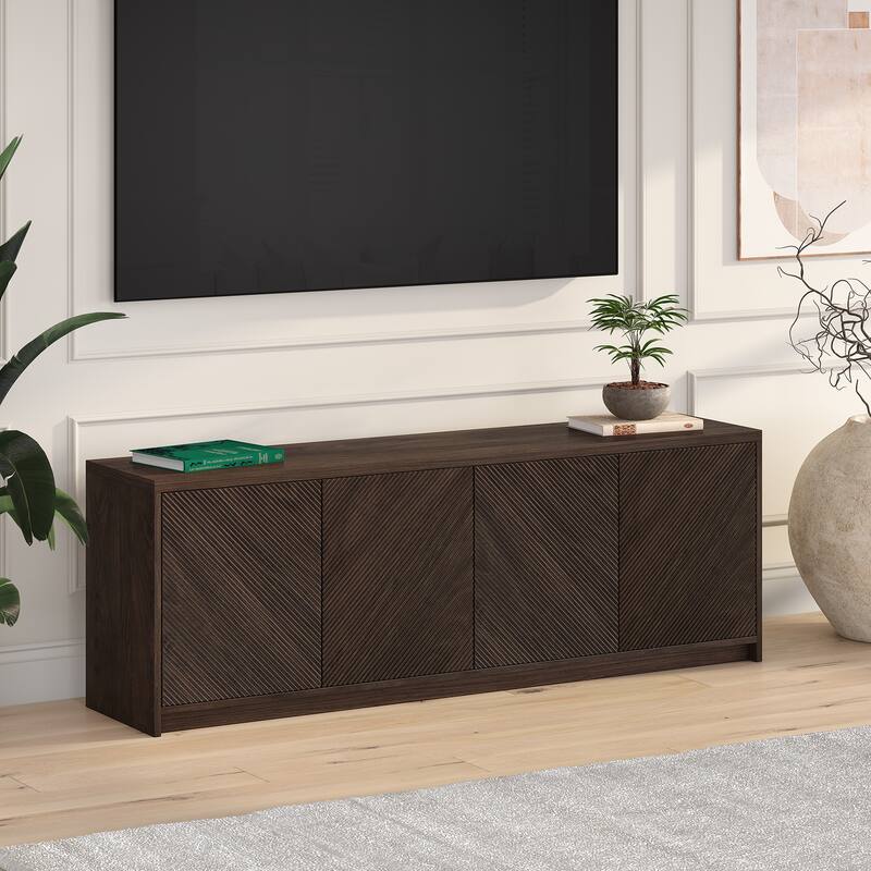 Renad Rectangular Fluted TV Stand for TV's up to 78" - 70" Wide