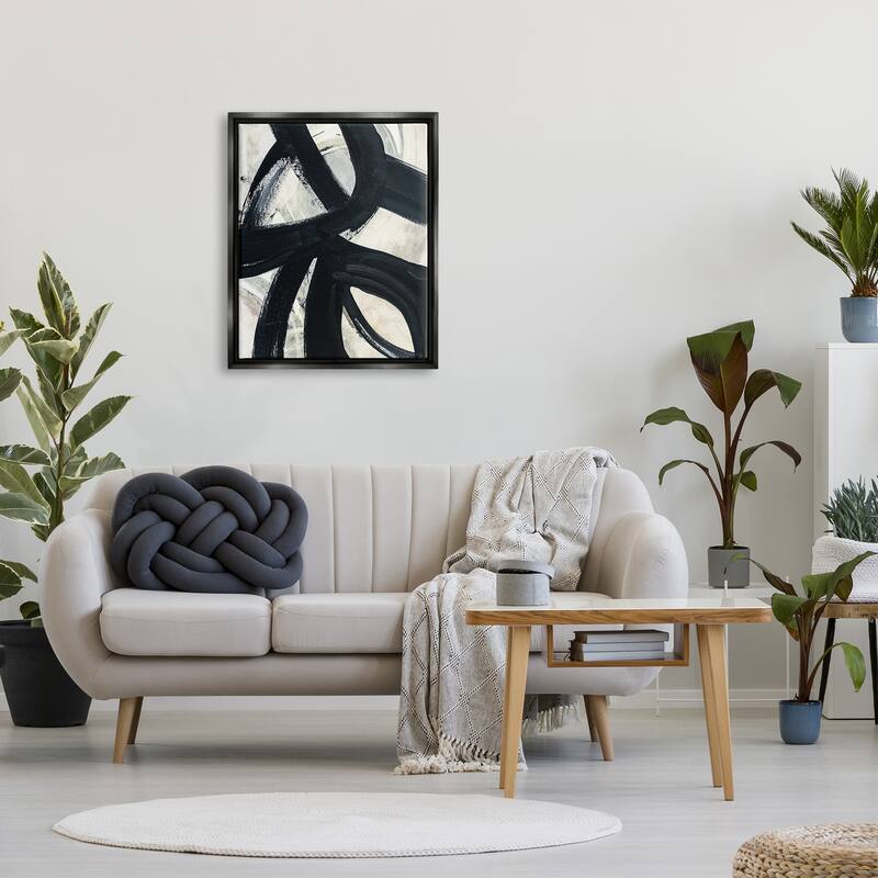 Stupell Dynamic Modern Black Paint Strokes Bold Abstract Floater Frame, Design by Susan Jill