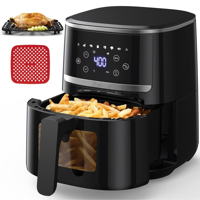 Air Fryer 6 Quart 8-in-1 Cooker, Visible Window, 11 Presets, Wi-Fi/APP  Control