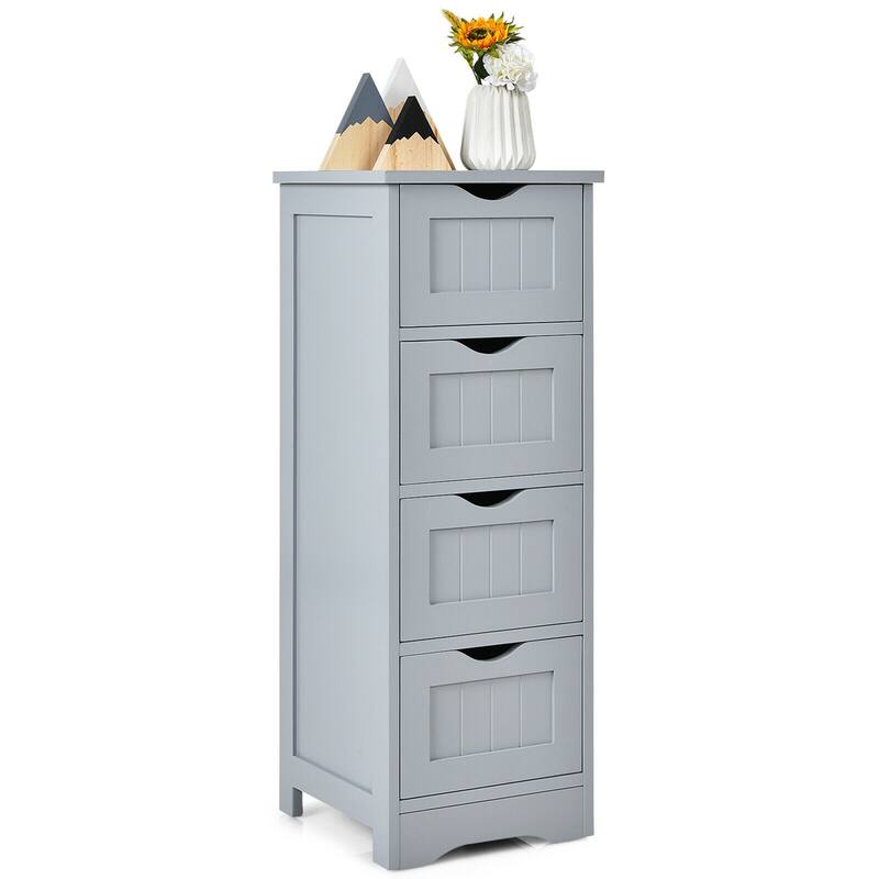 Gymax Bathroom Floor Cabinet Free Standing Storage Side Organizer W/4 - See Details