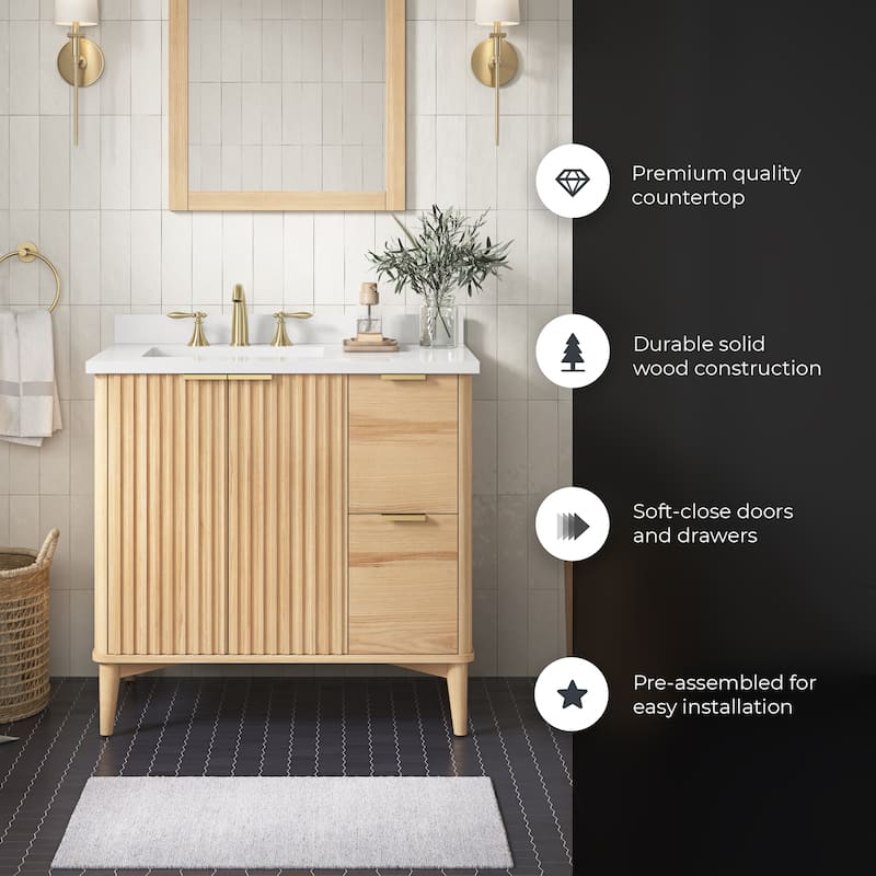 Gabi Bathroom Vanity with White Engineered Stone Top