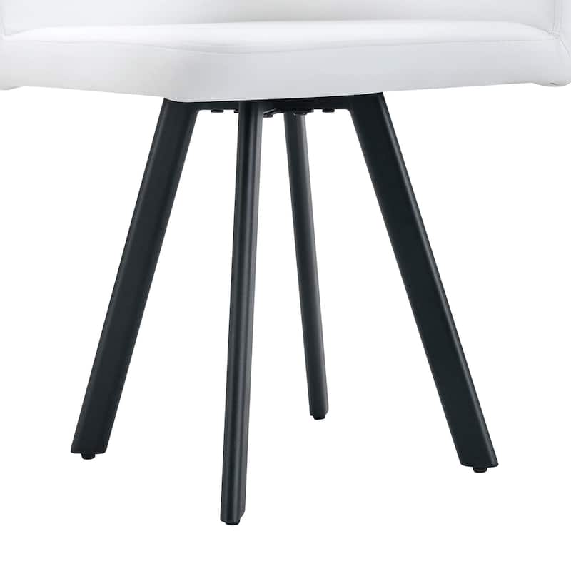 Stylish White Modern PU Material Six-Chair Set Two Designs, Unified Aesthetics