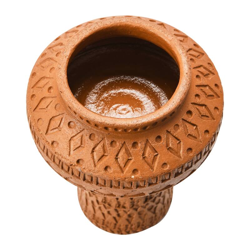 Handmade Debossed Terra-cotta Vase, Terra-cotta Color & Black