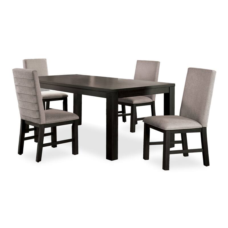 Furniture of America Plax Transitional Antique Black and Grey Wood 5-Piece Dining Table Set