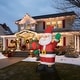 preview thumbnail 2 of 14, Fraser Hill Farm 10-Ft. Tall Santa Claus Holding a Gift, Blow Up Inflatable with Lights and Storage Bag