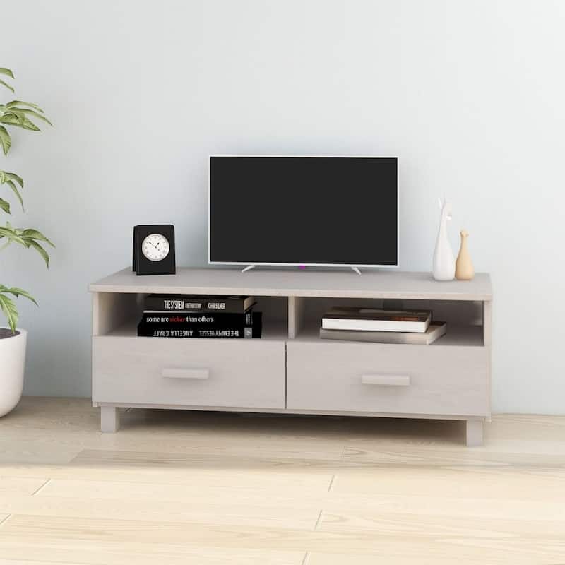vidaXL TV Stand TV Console Sideboard TV Unit Cupboard HAMAR Solid Wood Pine - 41.7" x 15.7" x 15.7" - White