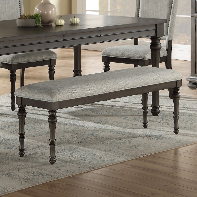 Steve Silver Lockwood 50-inch Gray Fabric Upholstered Modern Farmhouse Bench