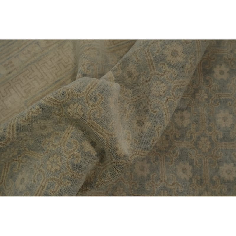 Hand Knotted Oriental 100% Wool Carpet Transitional All-Over Greys & Charcoal Khotan Area Rug - 10' 1'' X 8' 2''