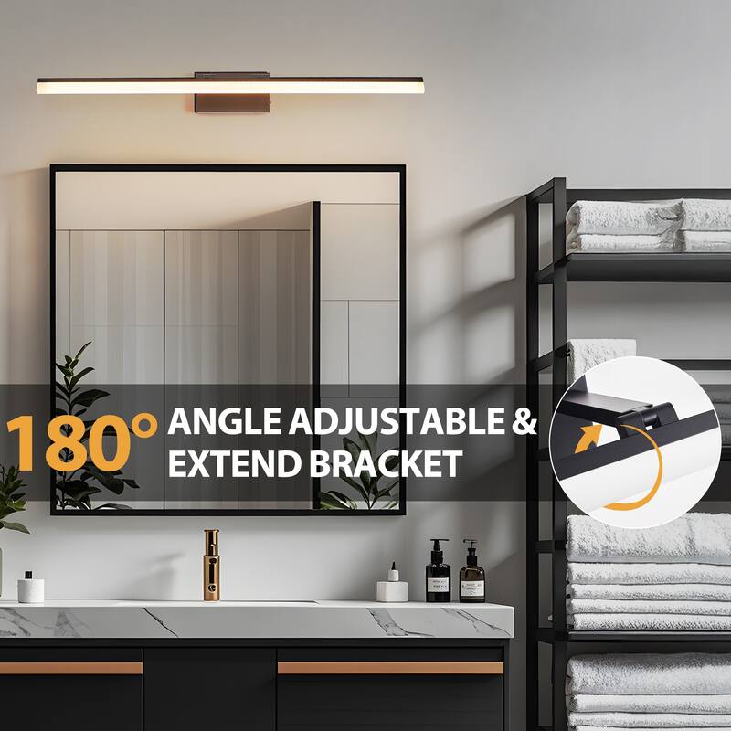 39 Inch Modern LED Bathroom Vanity Light,Sleek Black Metal Wall Light