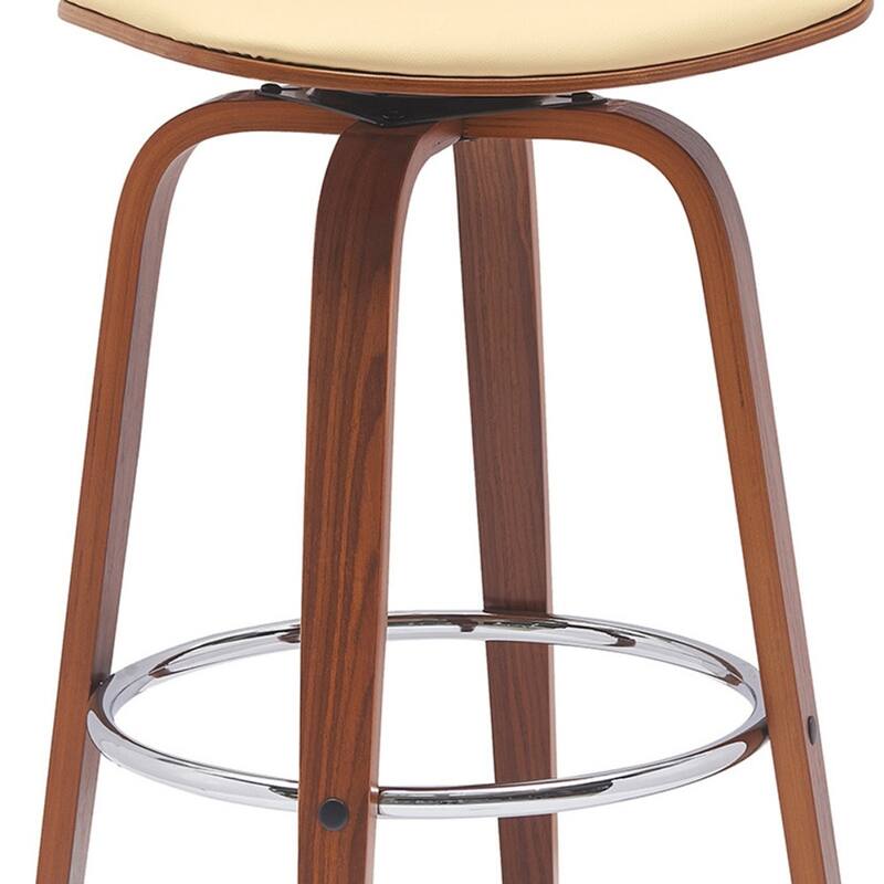 Faux Leather Armless Counter Height Bar Chair with Wood Frame, Swivel and Footrest