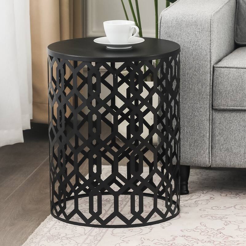 Adeco Set of 2 Round Metal Nesting Side End Tables Set - set of 2