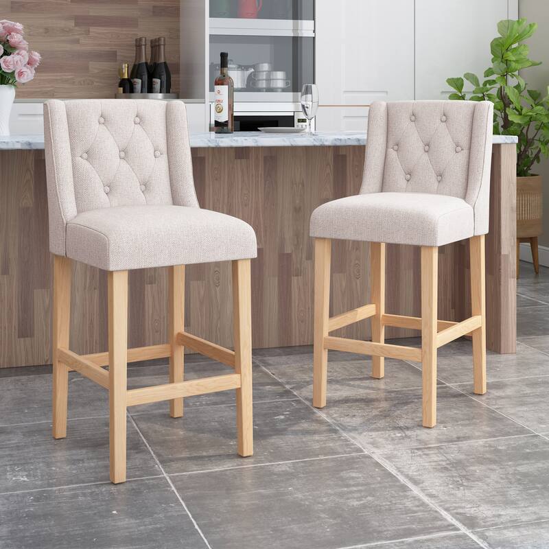 Tufted Wingback 27 Inch Counter Stools, Set Of 2