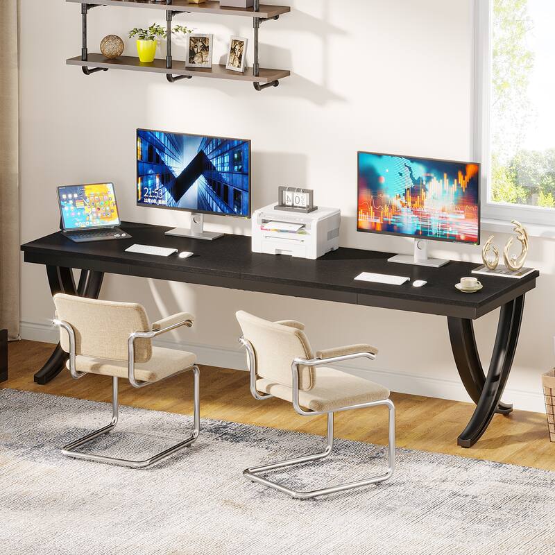 78.7-Inch Extra Long Double Desk 2-Person Home Office Computer Desk - Black