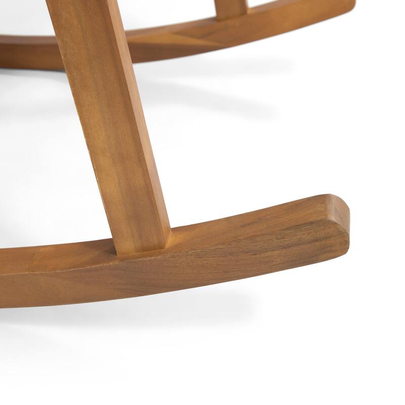 Cusp Barn Acacia Wood Design Resistant Reclining Rocking Chair, Durable Hardwood Heavy Frame With Rocking Feature