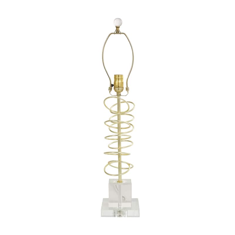 Metal Abstract Overlapping Ring Room Accent Lamp with Elevated Square Glass Base - Gold - Roche River Decor