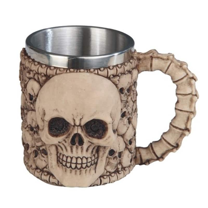 Q-Max 4.5"H Medieval Skull Head Mug Skeleton Stainless Mug