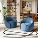 preview thumbnail 73 of 80, 34" Wide 2 Set Velvet/ Boucle Barrel Swivel Chair Blue-Velvet