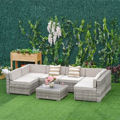 Outsunny 7-Piece Outdoor Wicker Patio Furniture Set
