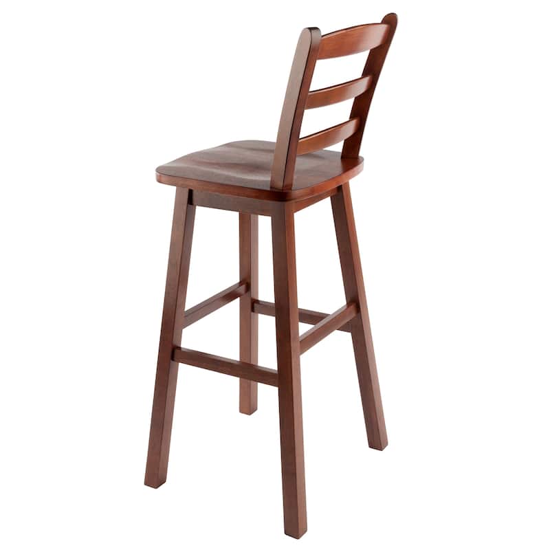 Ladder-back Swivel Seat Bar Stool, Walnut - 16.38 x 18.27 x 43.68 inches