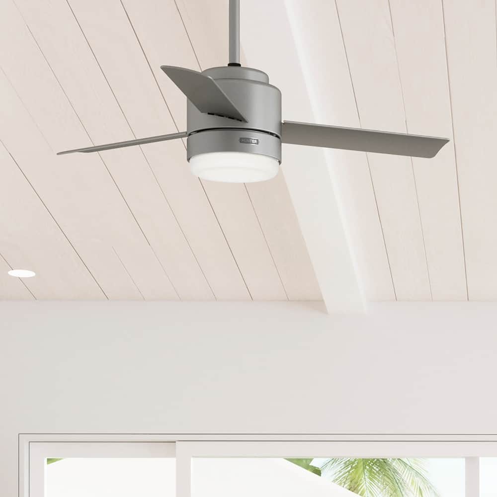 Hunter 44" Gilmour Outdoor Ceiling Fan with LED Light, Handheld Remote, Damp-Rated - Transitional, Contemporary