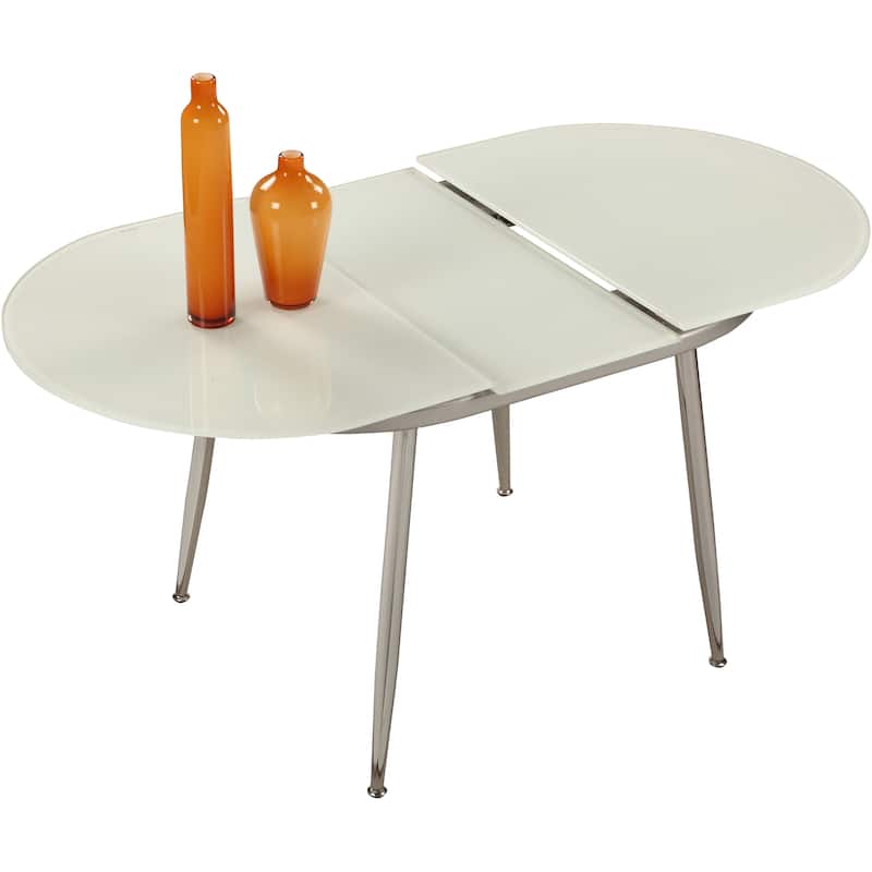 Somette Dolores Chrome Self-storing Extension Dining Table - Silver - 32"x 47"