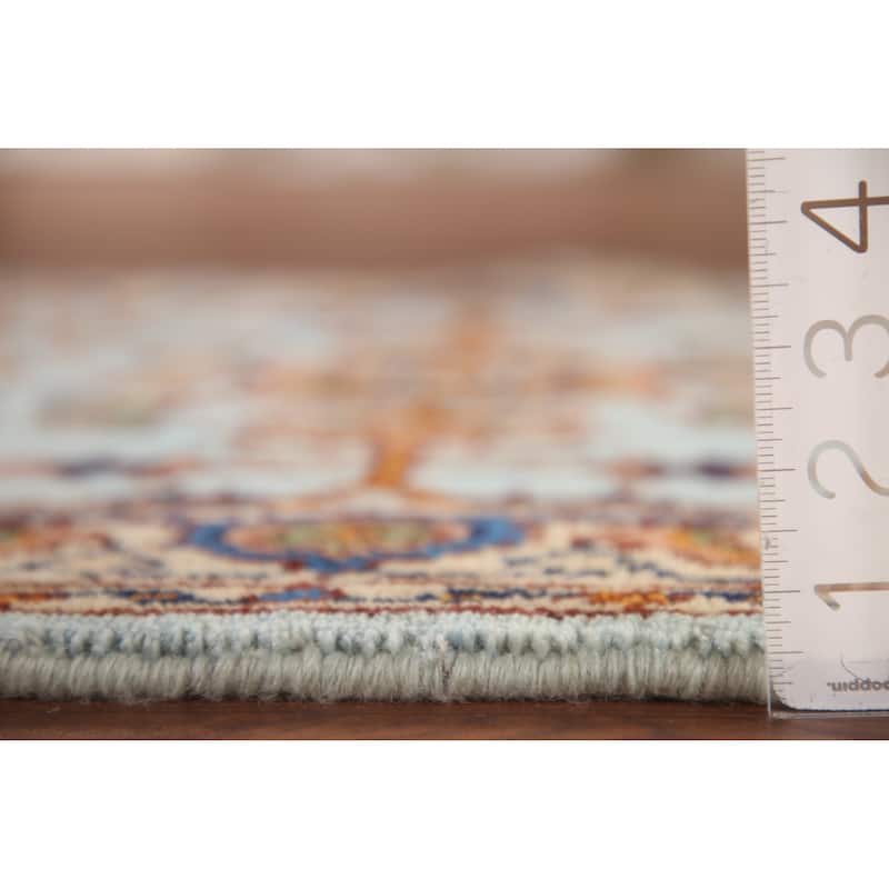 Light Blue Floral Heriz Serapi Oriental Accent Rug Wool Carpet - 2'11"x 5'1"