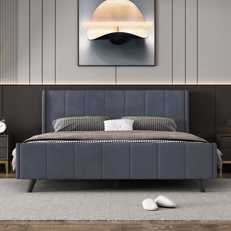 Modern Upholstered Platform Bed Twin/Full/Queen, Velvet with Storage Space