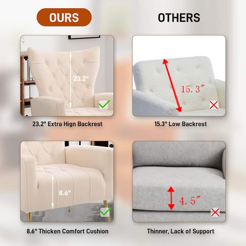Ouyessir Upholstered Tufted Accent Chair with Ottoman