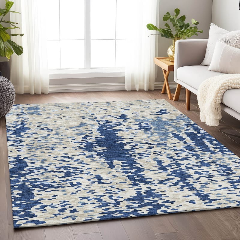 Premium Washable Super Soft Modern Casual Mayfield Rug - Navy - 5' x 7'6"
