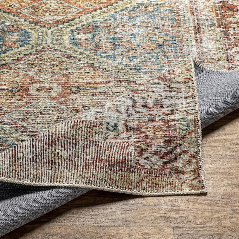 Livabliss Traditional Amelie Medallion Washable Area Rug