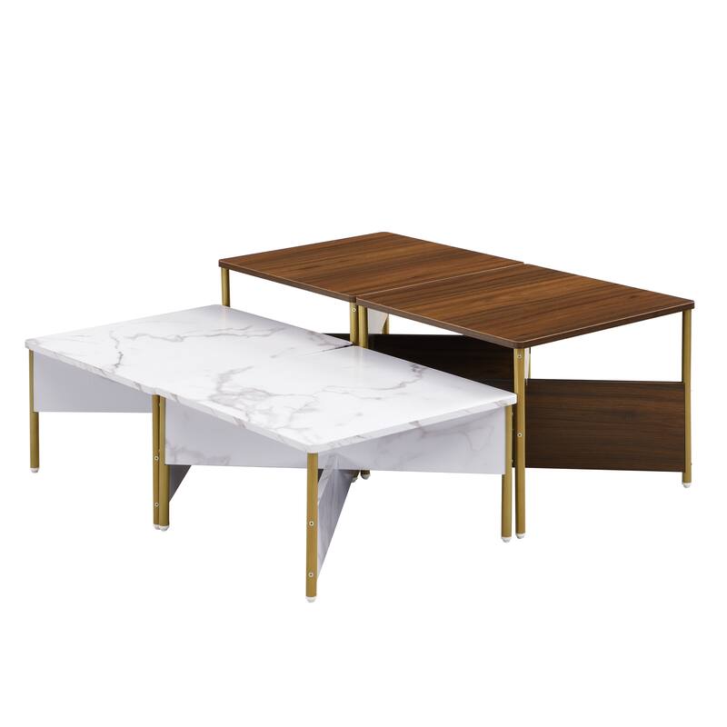 Modern Nesting Coffee Tables Set of 4 -Mid Square Living Room Table, Free Adjustable Shape,Versatile and Accent Furniture