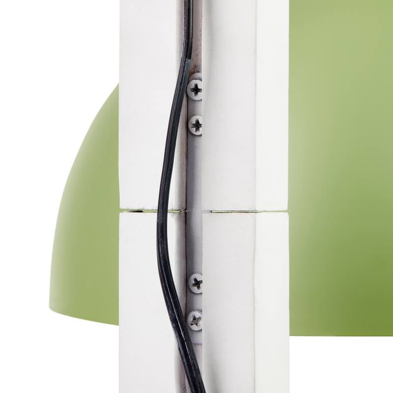 River of Goods Green Metal and White Wood Dome Shade Indoor Plug In Wall Sconce - 16" x 12" x 28.5"