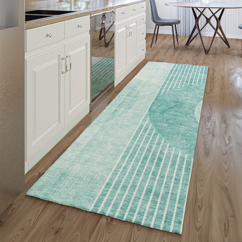 Premium Washable Super Soft Modern Gatsby Mayfield Rug - Teal - 2' 3" x 7' 6" - Runner