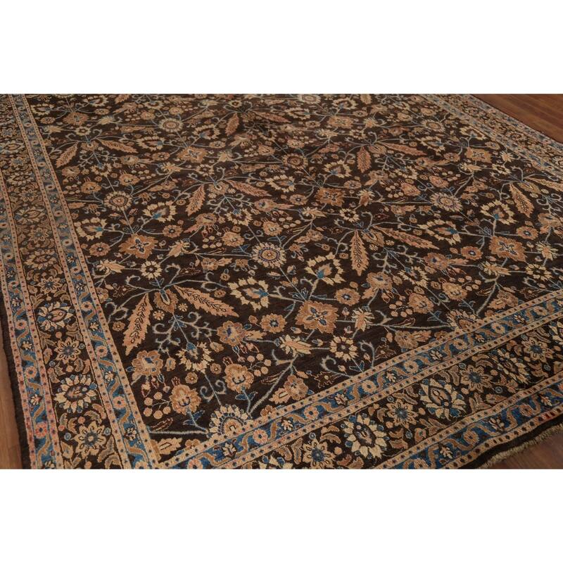 All-Over Brown Mood Persian Vintage Area Rug Handmade Wool Carpet - 8'5"x 12'0"