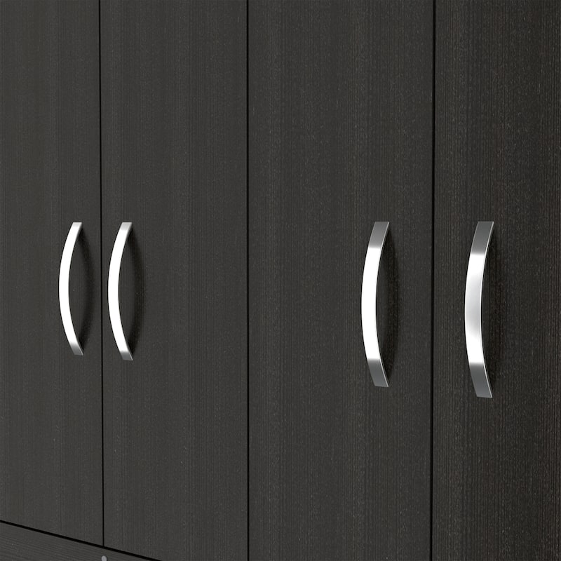 46.9" Modern Mobile Armoire with Hanging Rod, Three Drawers and Two Shelves